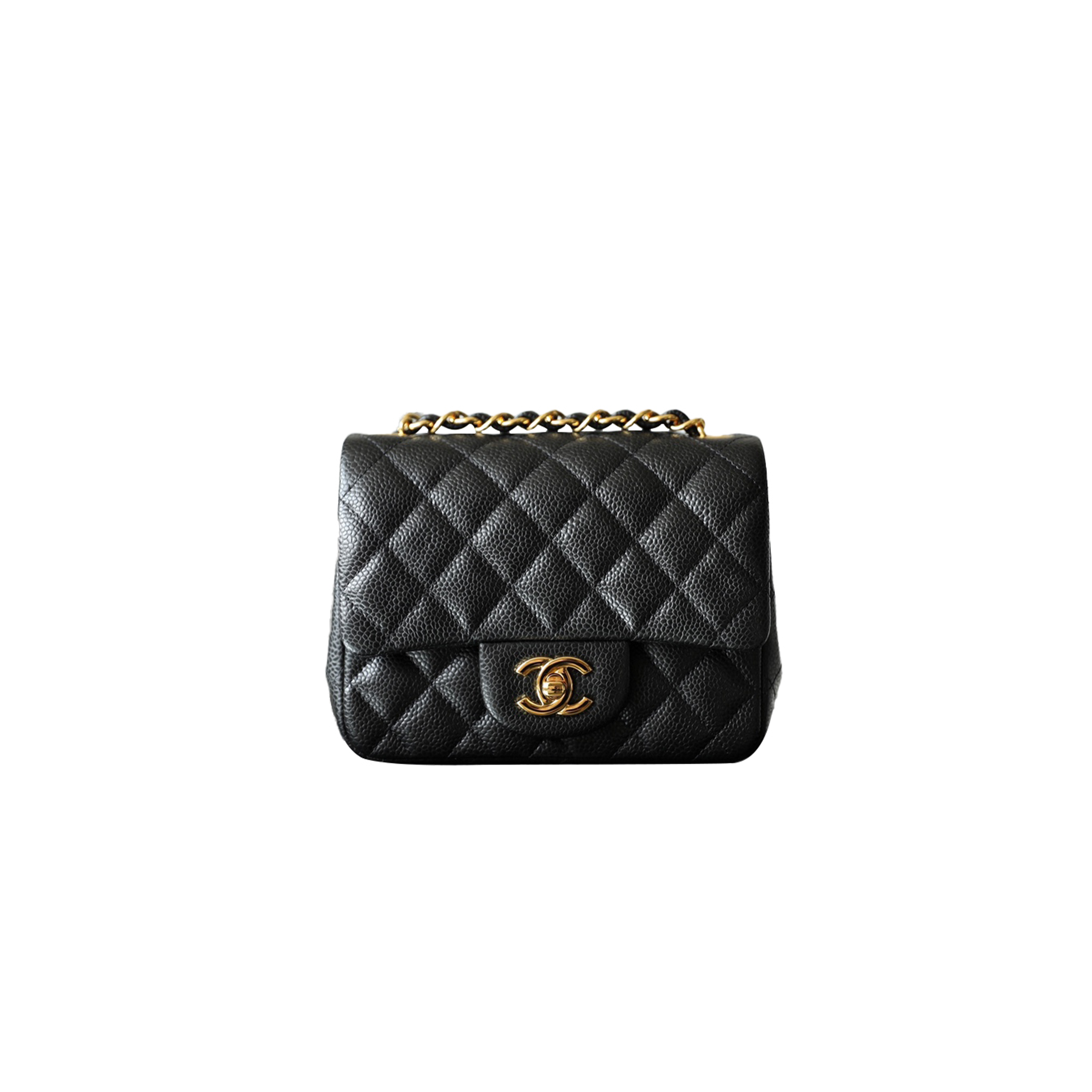 CHANEL CLASSIC FLAP MINI SQUARE FAT BLACK (17*13.5*8cm)